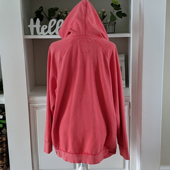 Mossimo Distressed Red Hooded Sweatshirt XL - Picture 4 of 9